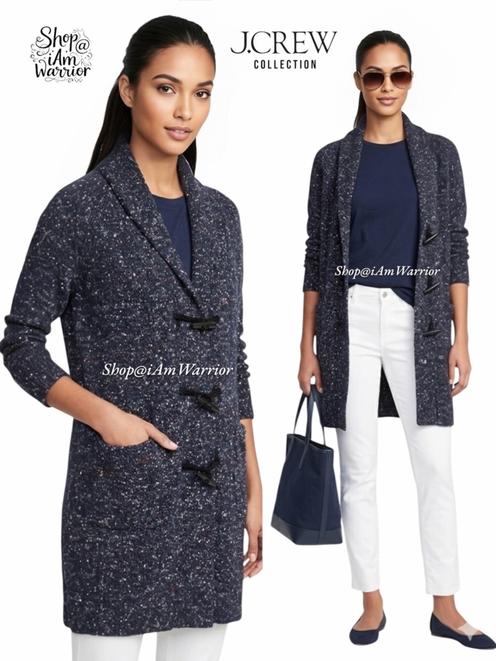J.Crew Collection speckled toggle coatigan cardigan duster sweater *iAmWarrior